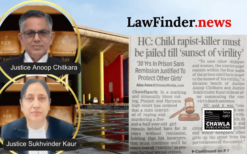 Punjab and Haryana High Court Commutes Death Sentence to Life Imprisonment for Virender in Rape and Murder of 5-Year-Old Girl