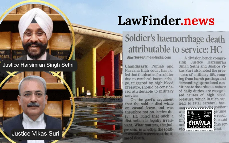 Punjab and Haryana High Court Upholds Special Family Pension for Widow of Army Personnel