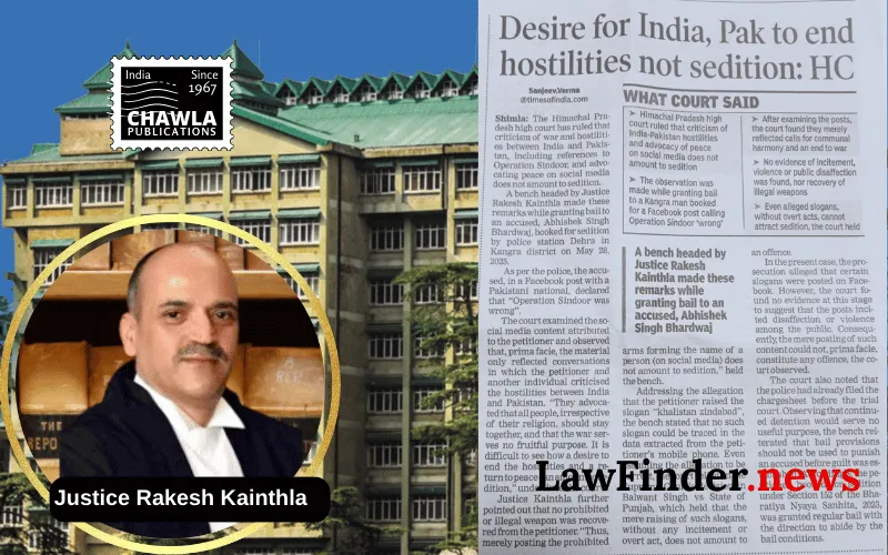 Himachal Pradesh High Court Grants Bail in Sedition Case Under Bharatiya Nyaya Sanhita, 2023