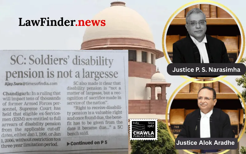 Disability pension; Once entitlement to disability pension is judicially affirmed, arrears cannot be denied on limitation, delay, or laches