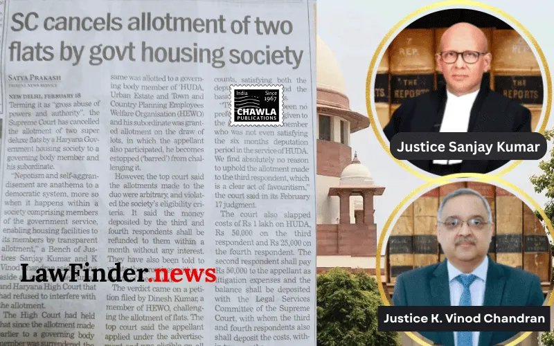Supreme Court Overturns Housing Allotment by HEWO, Citing Bias and Favoritism