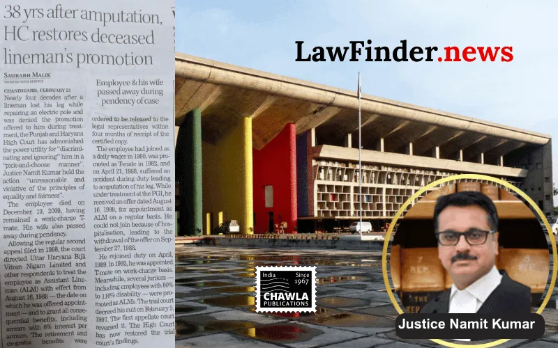 Punjab and Haryana High Court Upholds Rights of Disabled Employee, Ensures Equal Treatment and Benefits