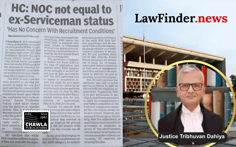 Punjab & Haryana High Court Upholds Rejection of Candidate for Ex-Serviceman Status Post Closing Date