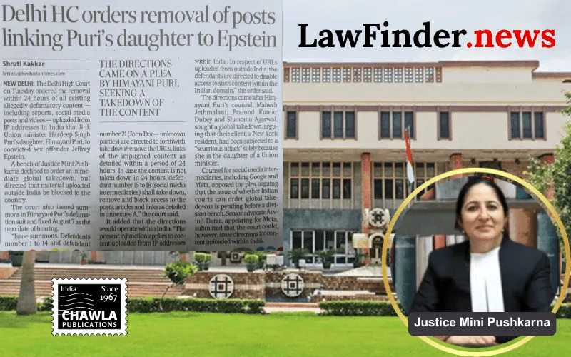 Delhi High Court Grants Interim Injunction in Defamation Case Against Jeffrey Epstein Links
